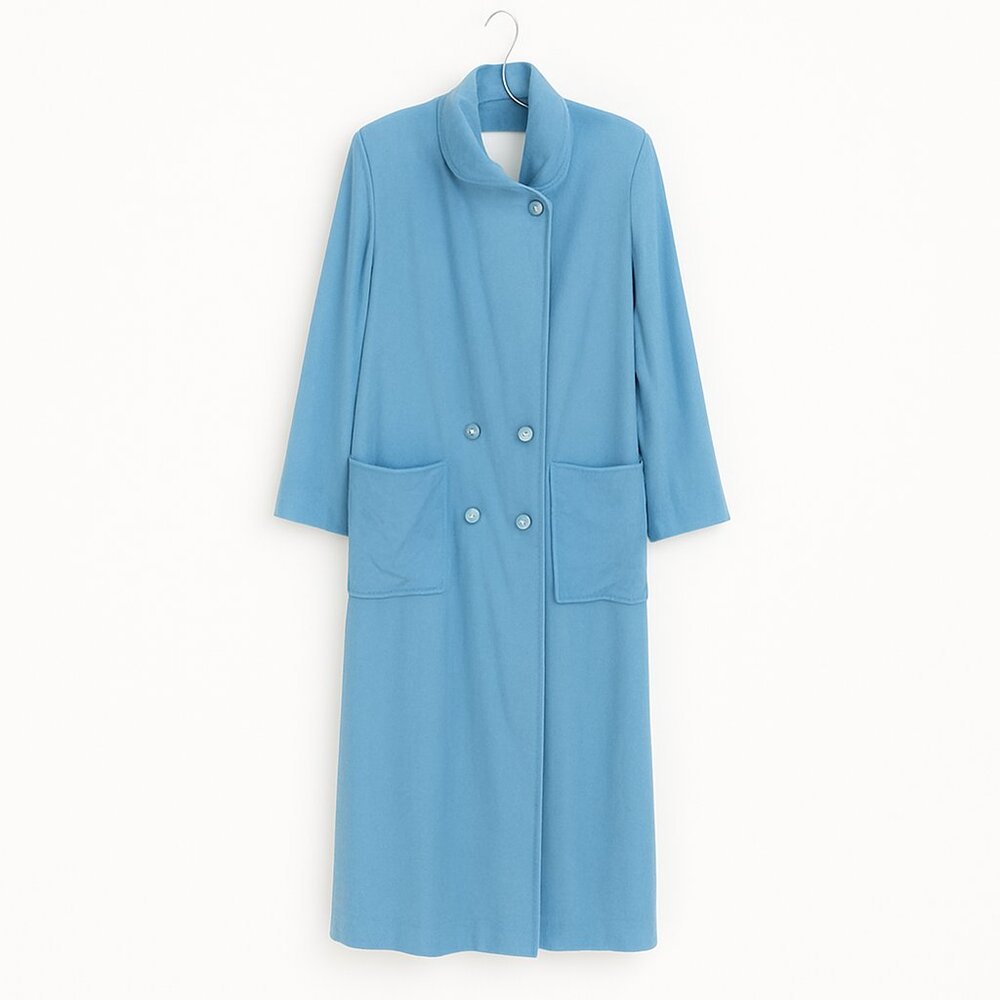 VINTAGE | Robin's Egg Blue Pure Virgin Wool Trench Coat - 22P2P